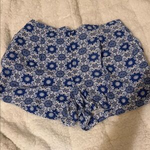 LOFT Blue and White Floral High Waist Shorts